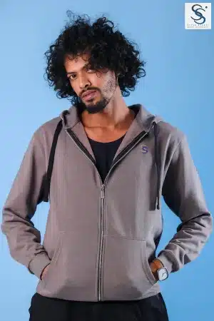 Hoodie With Zipper Ash Color