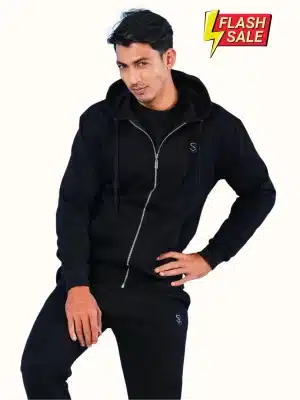 hoodie with chan and trouser combo Black
