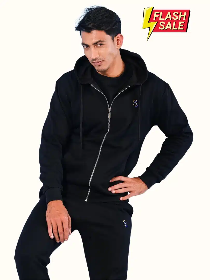 hoodie with chan and trouser combo Black