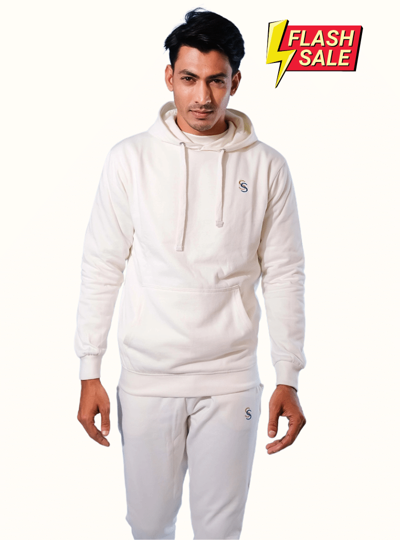 Trouser, Sweet Shirt,Hoodie With Kangaroo Pocket White