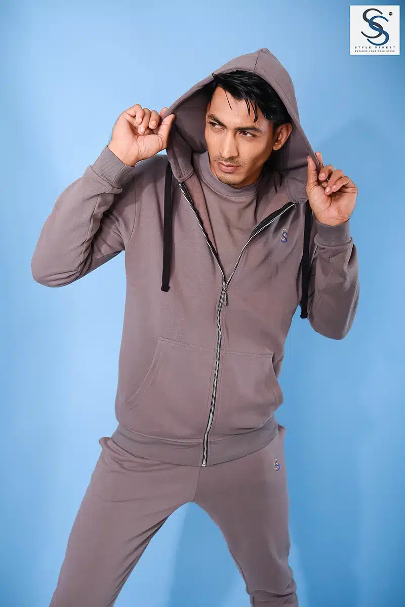 hoodie with chan and trouser combo Grey