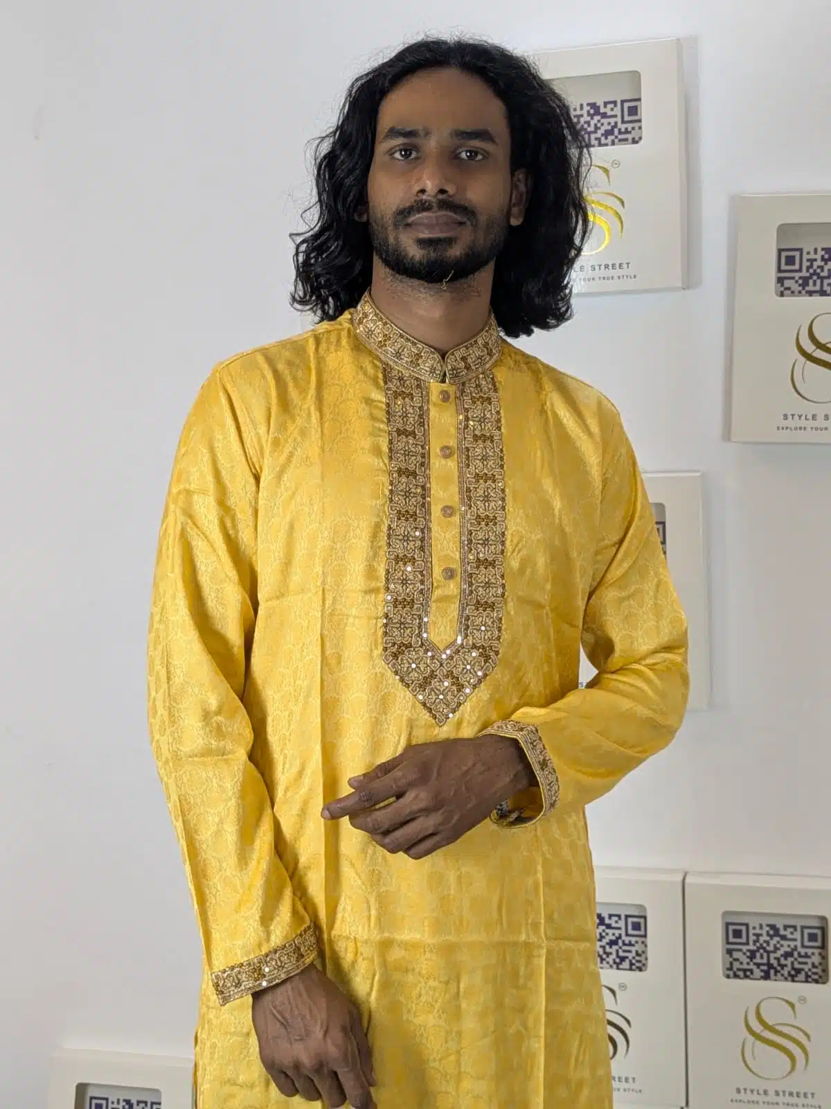 Royal Gold Jacquard Panjabi with Premium Embroidery